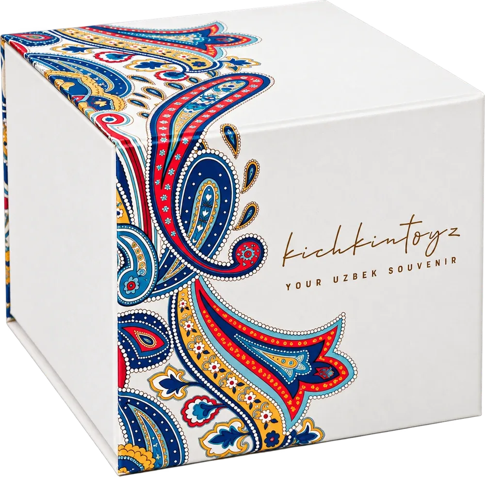 White Kichkintoyz gift box with paisley ornament