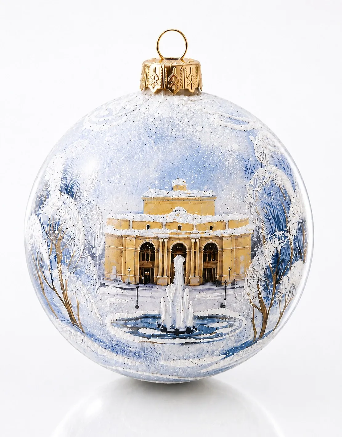 Glass Christmas ball “Alisher Navoi Theater in Winter”