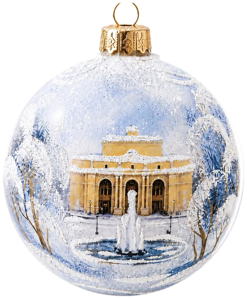 Glass Christmas ball “Alisher Navoi Theater in Winter”